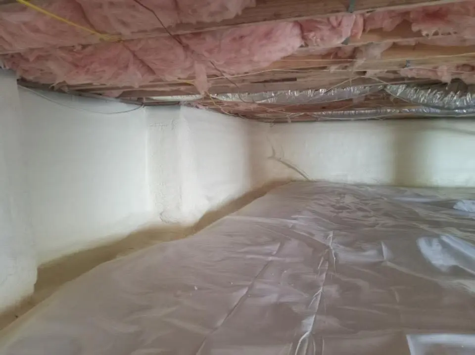 Crawl space encapsulation with closed-cell spray foam for Attic Insulation in Cushing